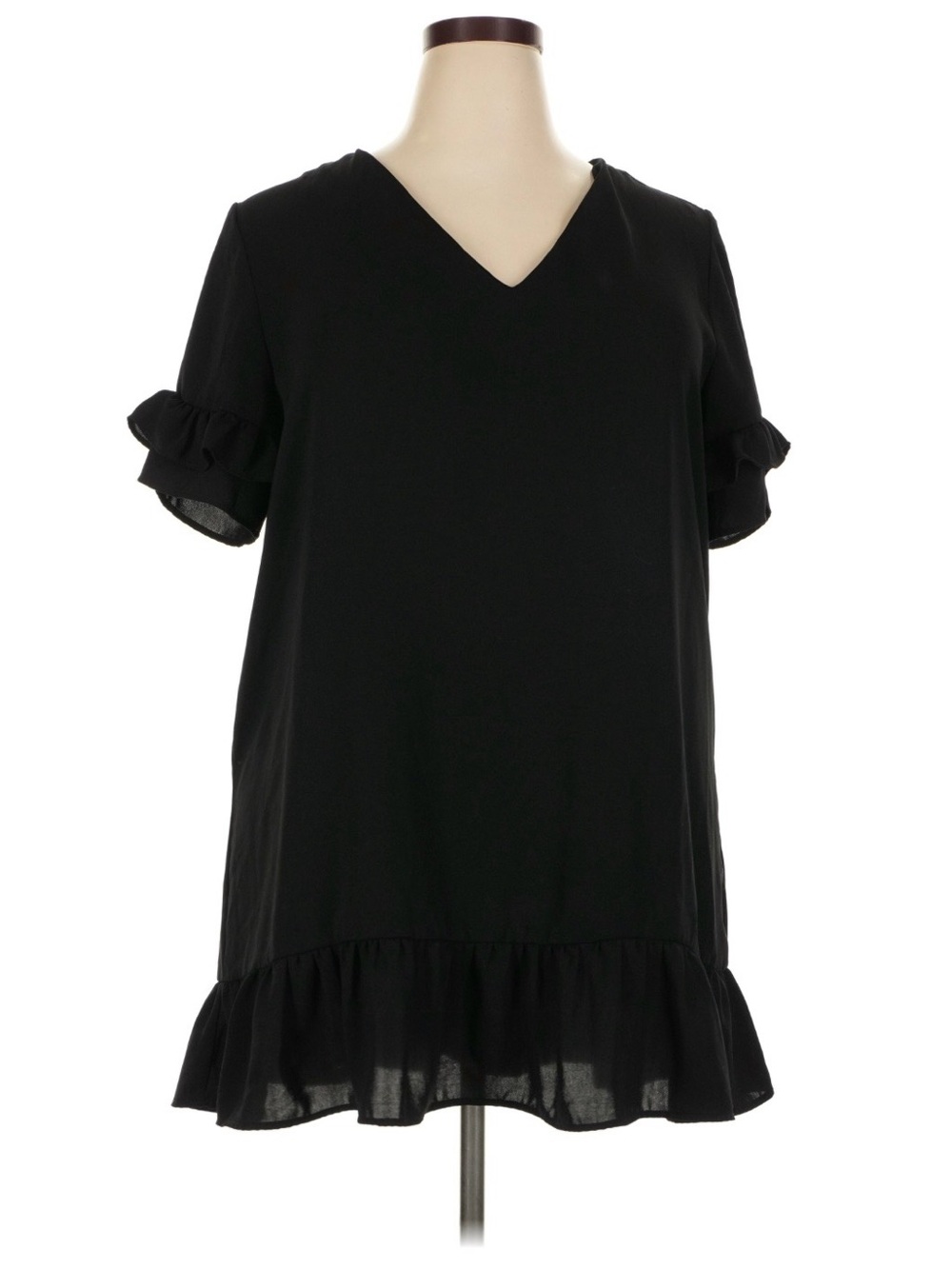 Zara Black V-Neck Mini Tunic Dress